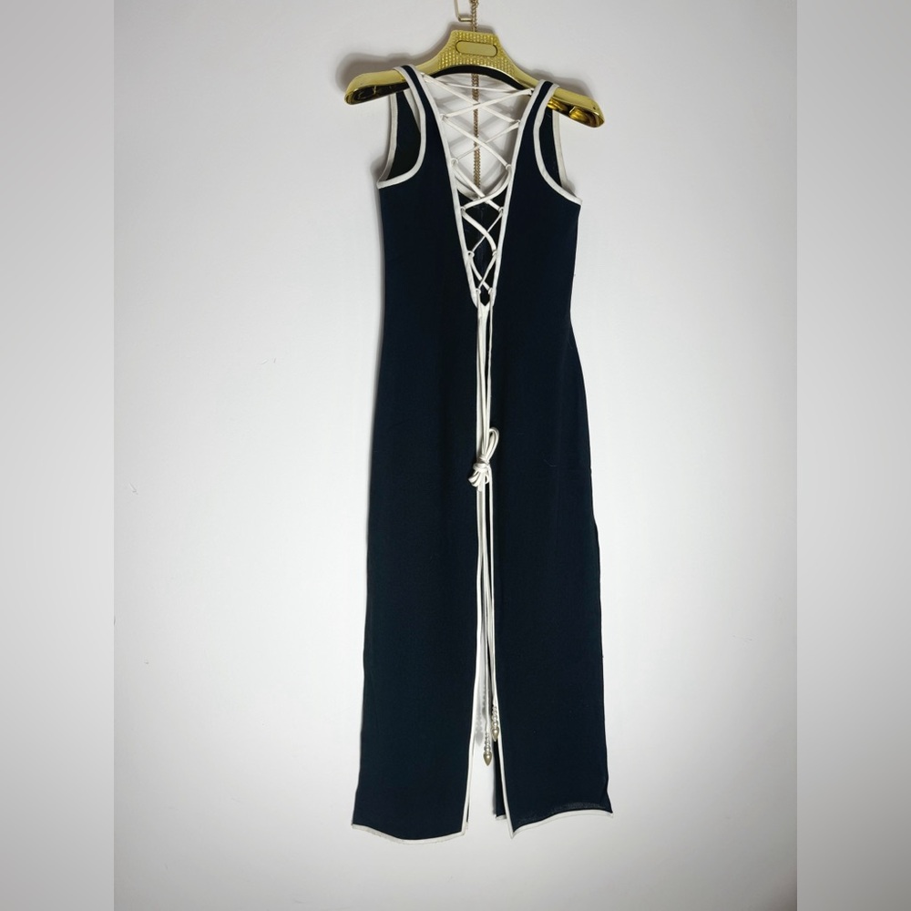 Henri Ho Vintage Luxury Contrast Cut out Lace Black dress made in Korea - Picture 3 of 13